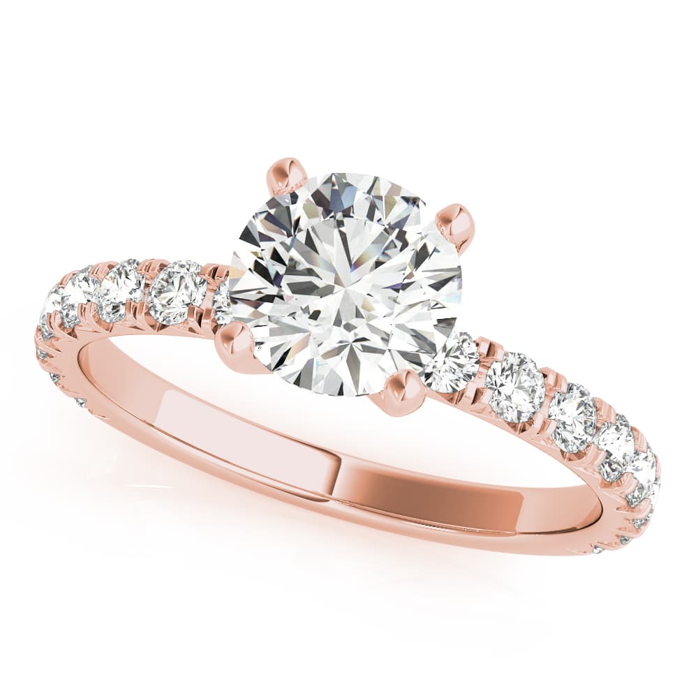French Cut Round Engagement Ring, style 85159, Front view in rose gold