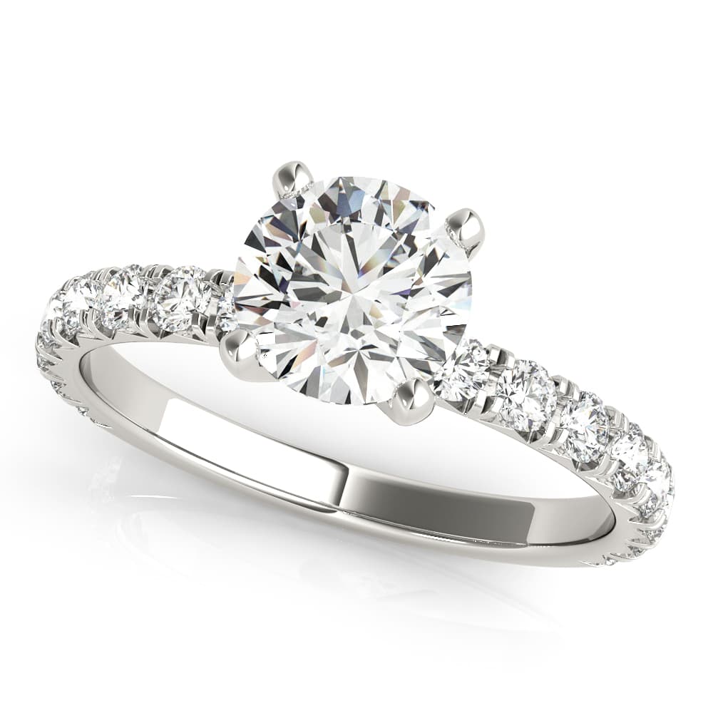 French Cut Round Engagement Ring — style 85159 in 10k White Gold