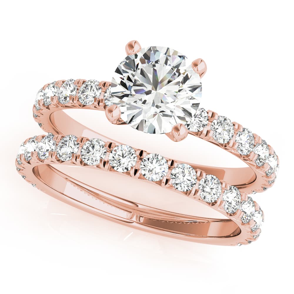 French Cut Round Engagement Ring, style 85159, On hand view in rose gold
