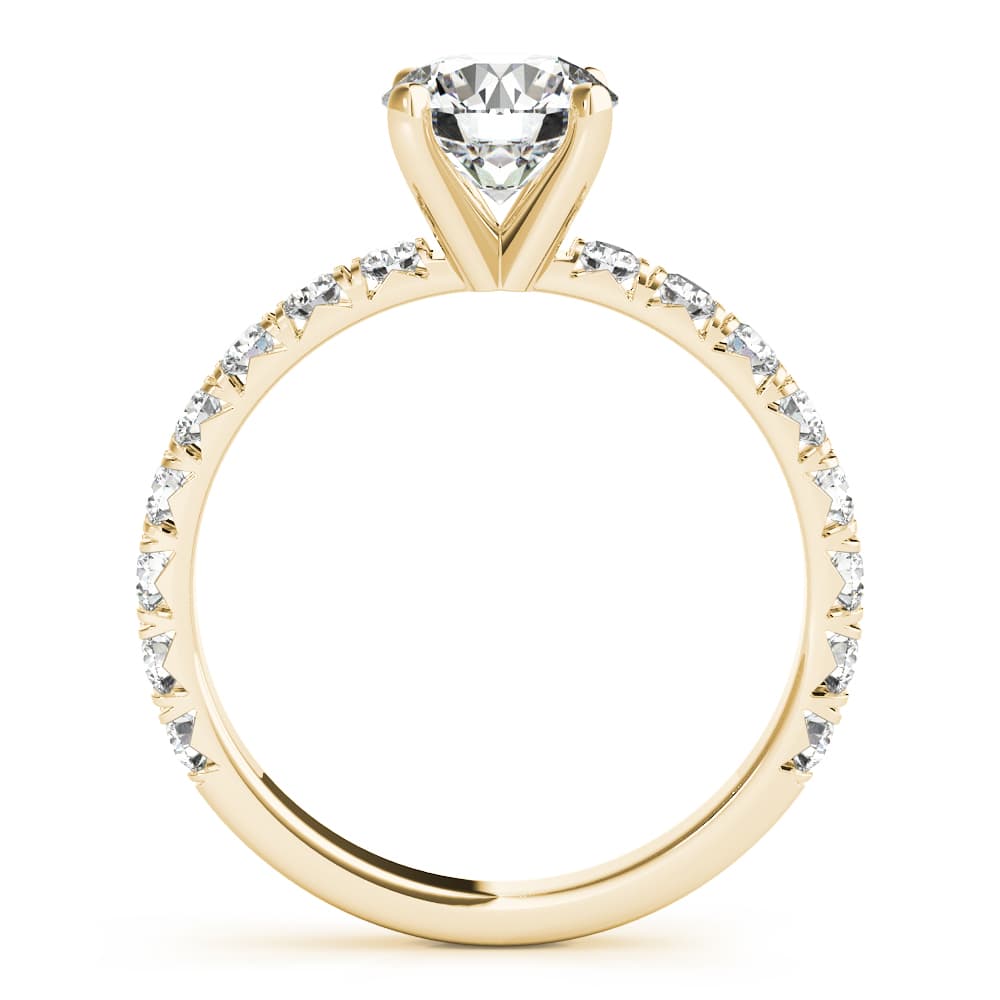 French Cut Round Engagement Ring, style 85159, Side view in yellow gold