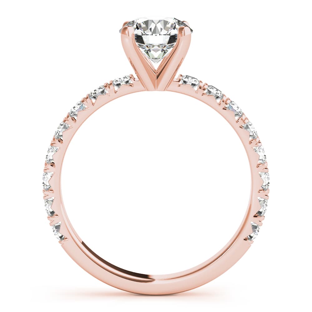 French Cut Round Engagement Ring, style 85159, Side view in rose gold