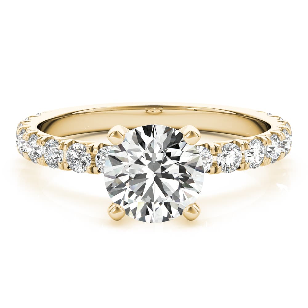 French Cut Round Engagement Ring, style 85159, Top view in yellow gold