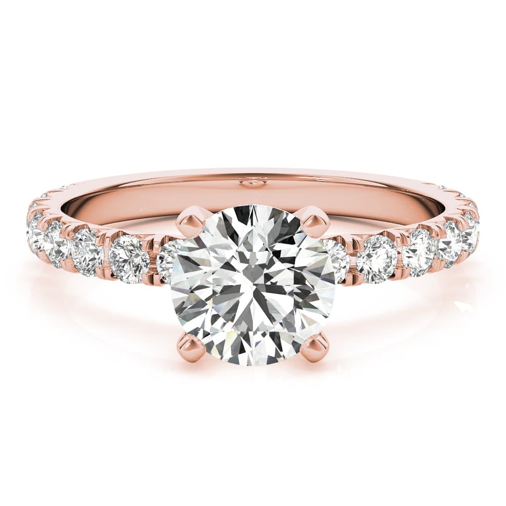 French Cut Round Engagement Ring, style 85159, Top view in rose gold