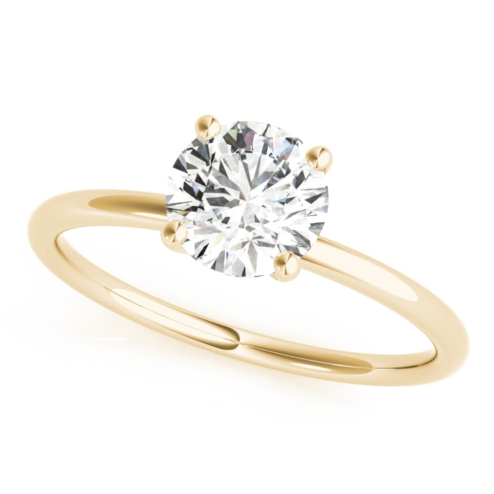 Solitaire Round Engagement Ring, style 85162, Front view in yellow gold