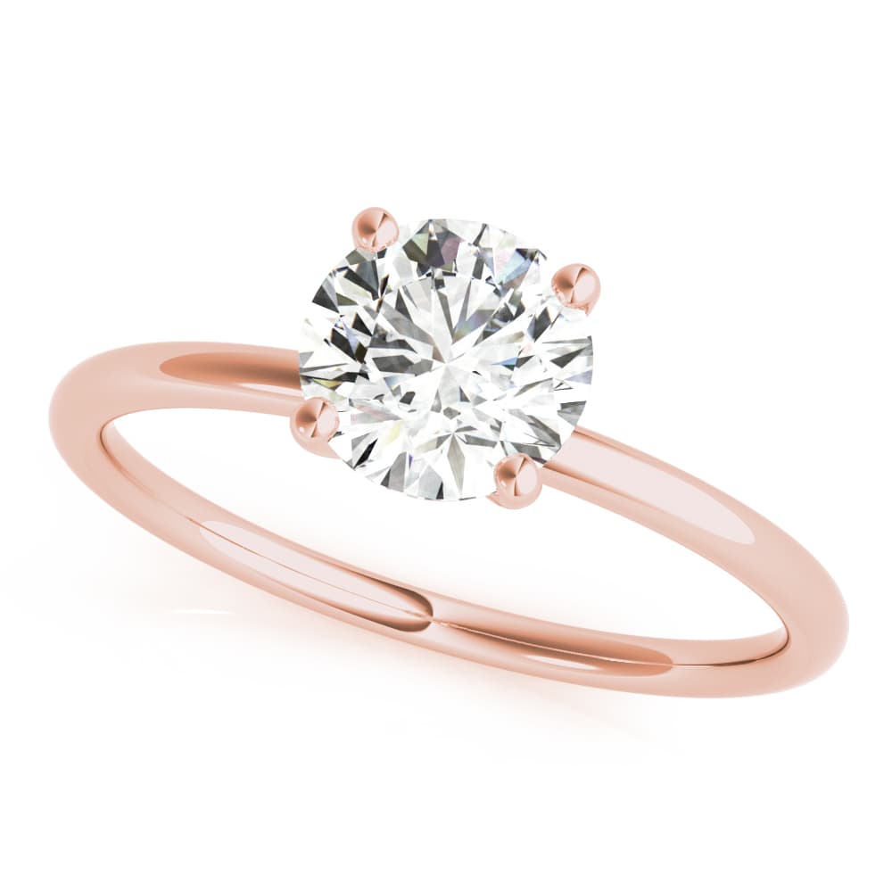 Solitaire Round Engagement Ring, style 85162, Front view in rose gold