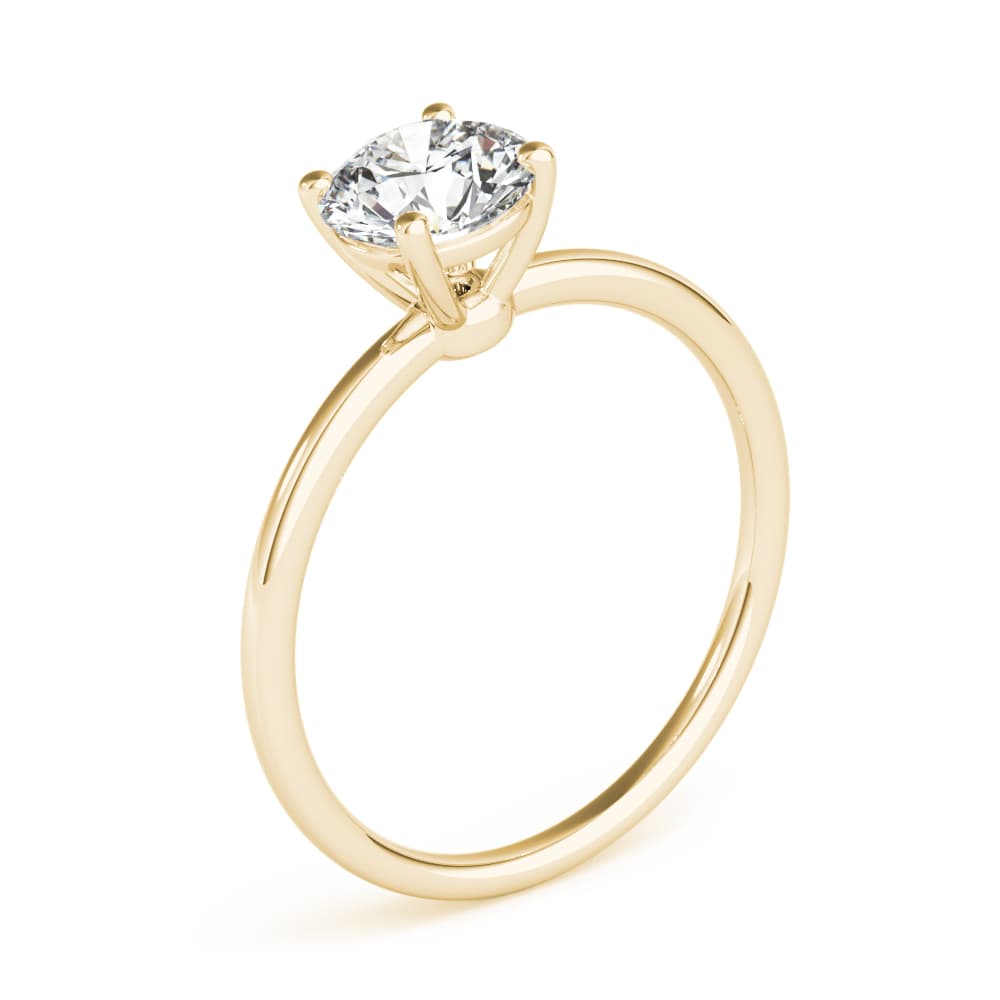 Solitaire Round Engagement Ring, style 85162, Angle view in yellow gold
