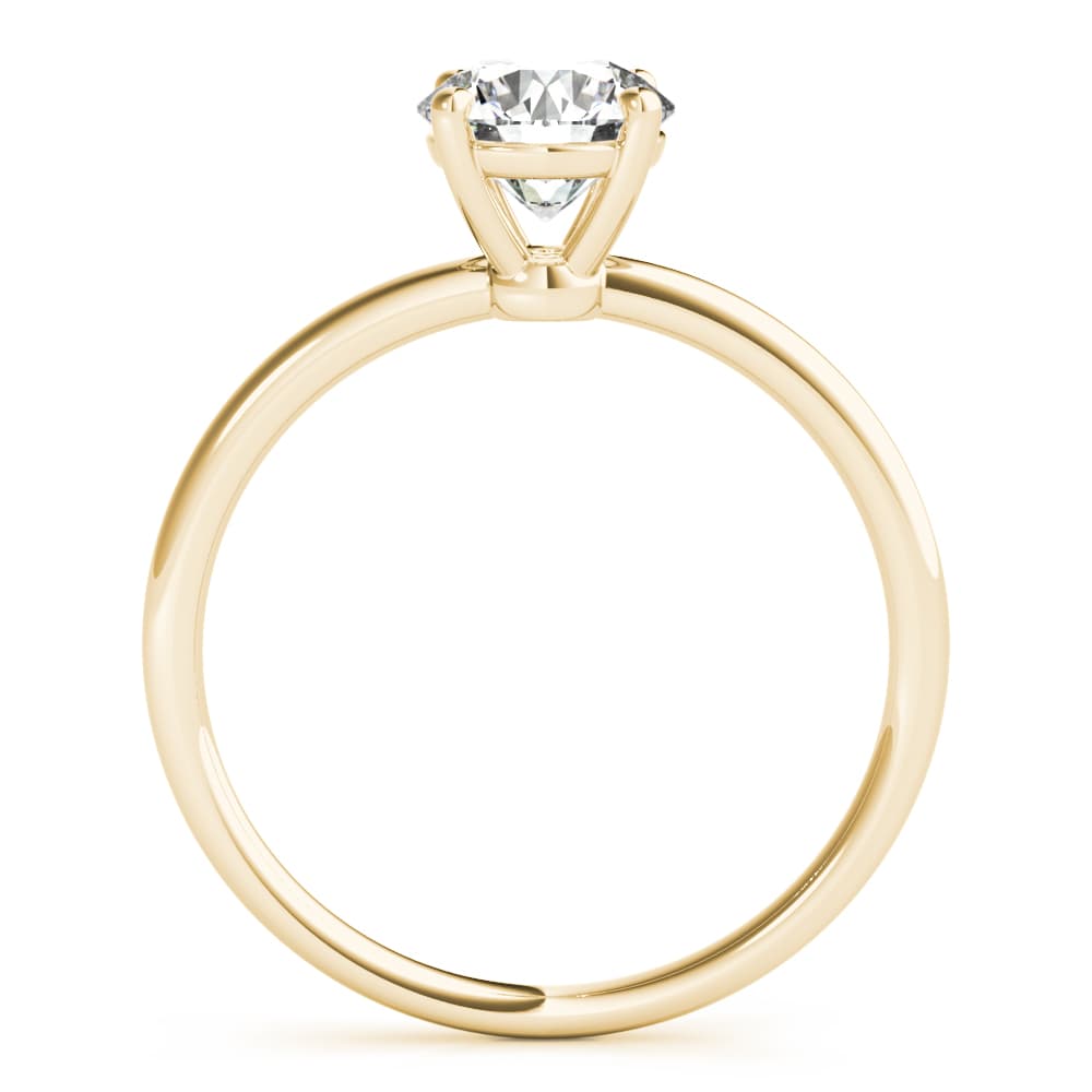 Solitaire Round Engagement Ring, style 85162, Side view in yellow gold