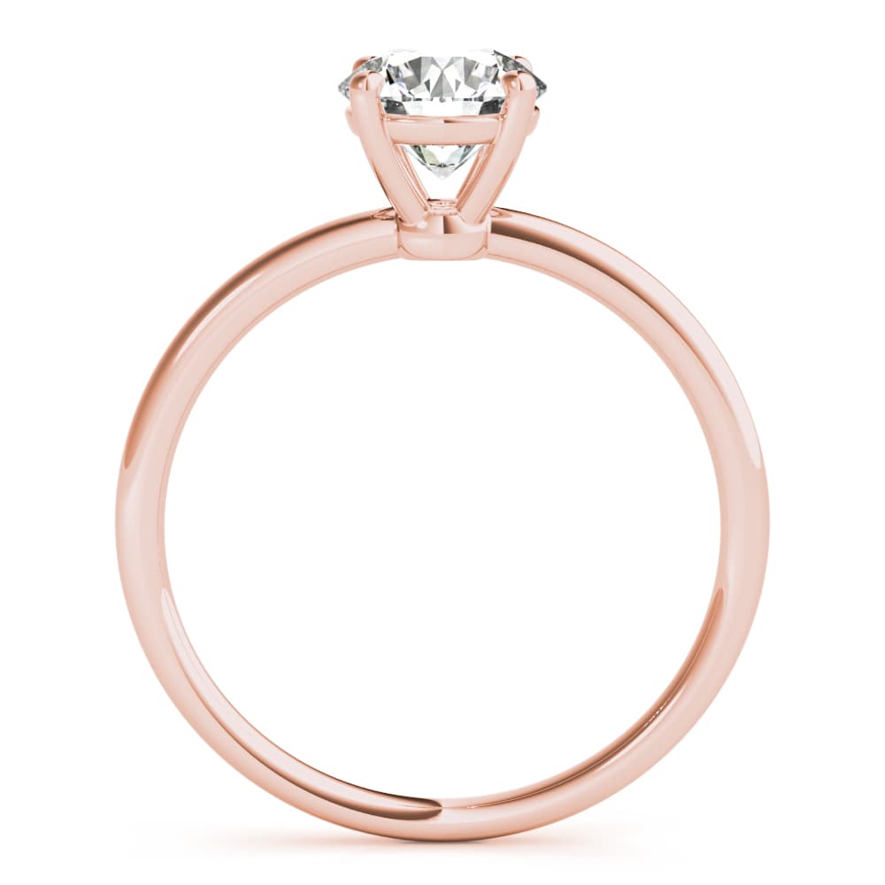 Solitaire Round Engagement Ring, style 85162, Side view in rose gold
