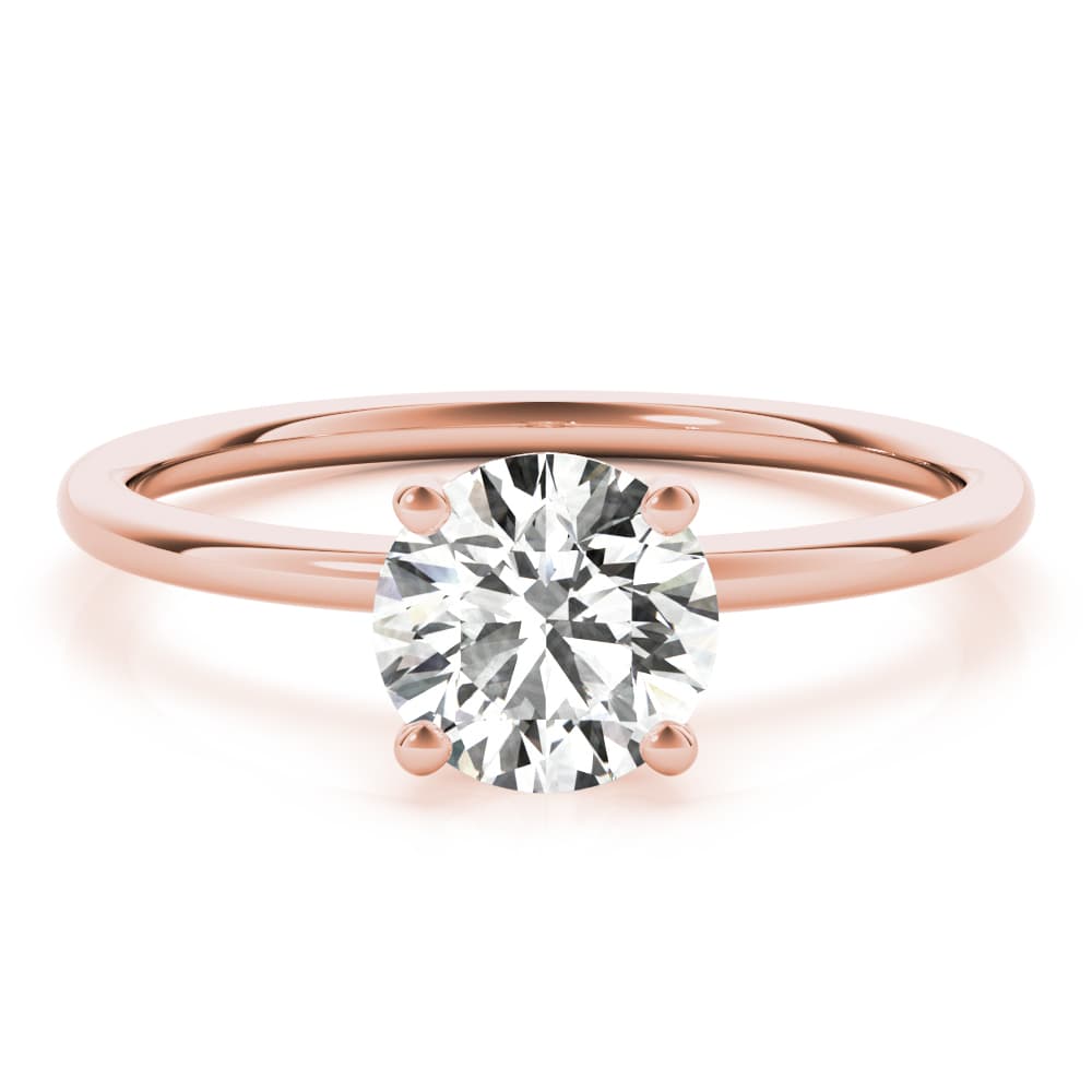 Solitaire Round Engagement Ring, style 85162, Top view in rose gold