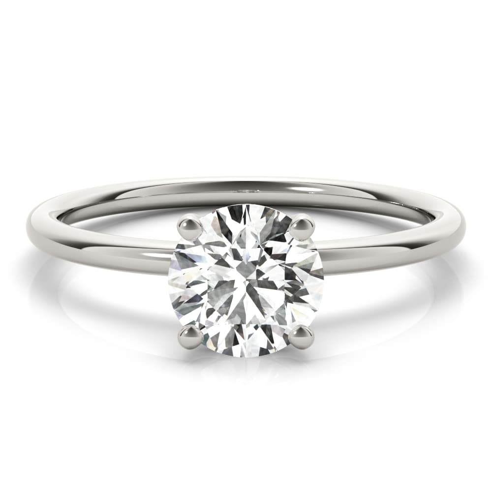 Solitaire Round Engagement Ring, style 85162, Top view in white gold or platinum