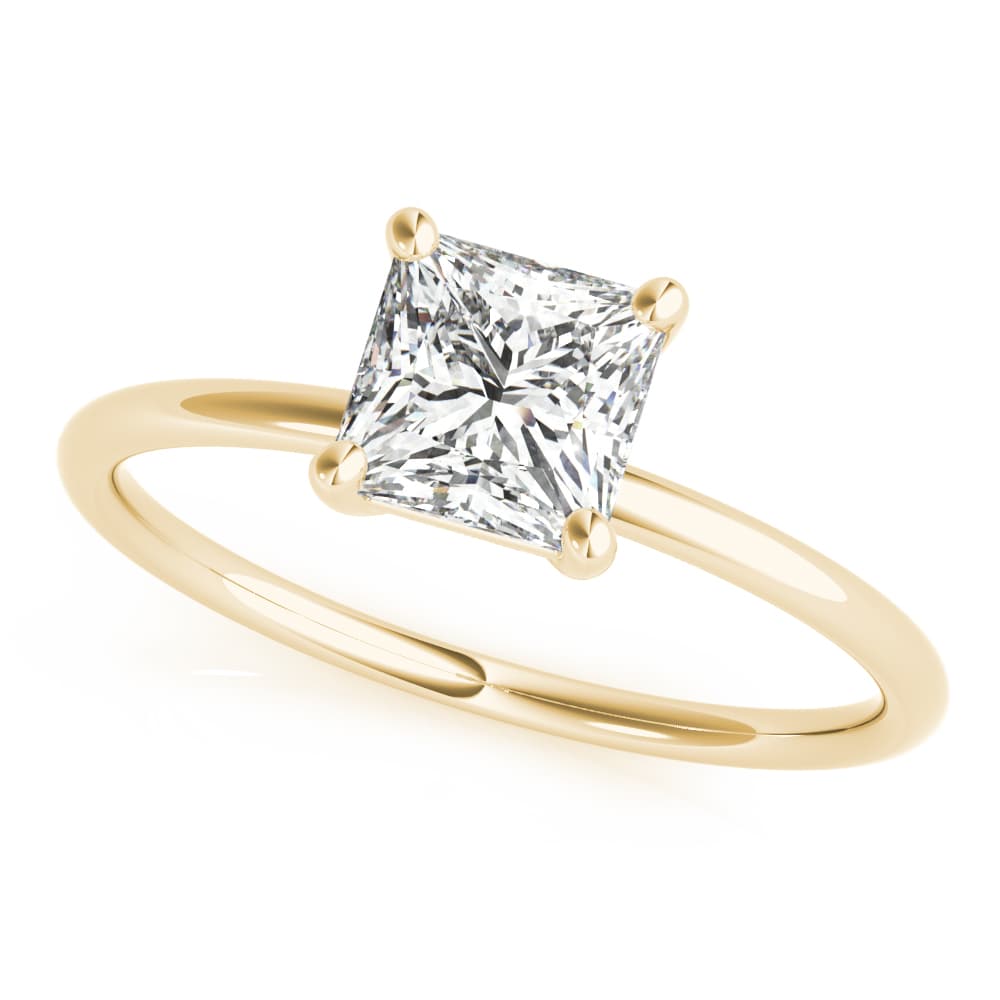 Solitaire Princess Cut Engagement Ring, style 85163, Front view in yellow gold
