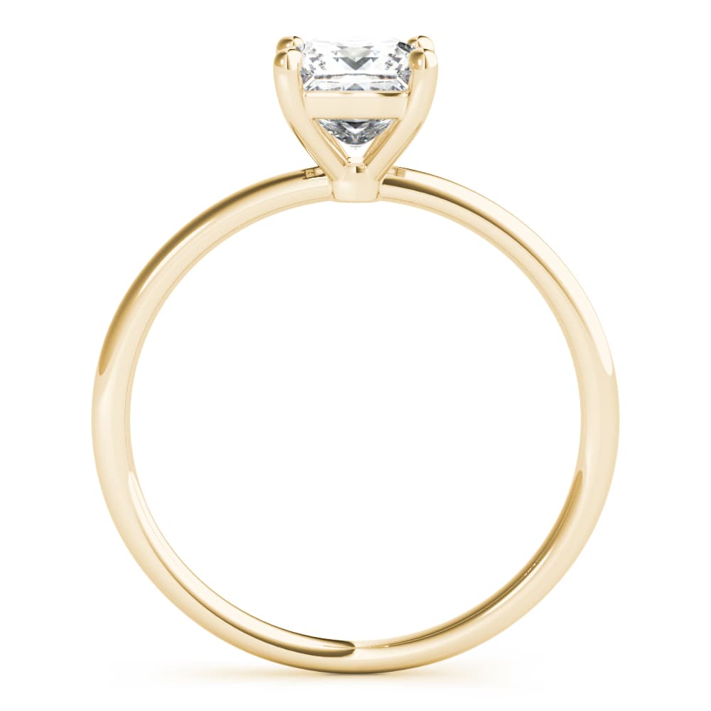 Solitaire Princess Cut Engagement Ring, style 85163, Side view in yellow gold