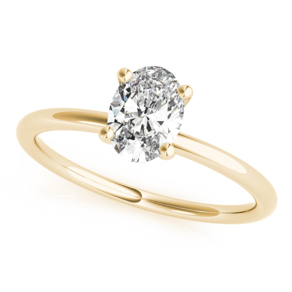 Oval Solitaire Engagement Ring, style 85164, Front view in yellow gold