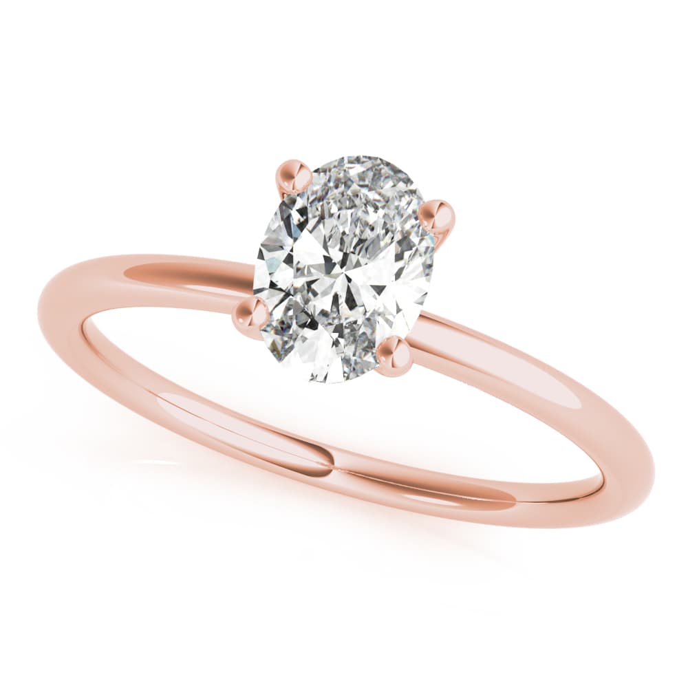 Oval Solitaire Engagement Ring, style 85164, Front view in rose gold