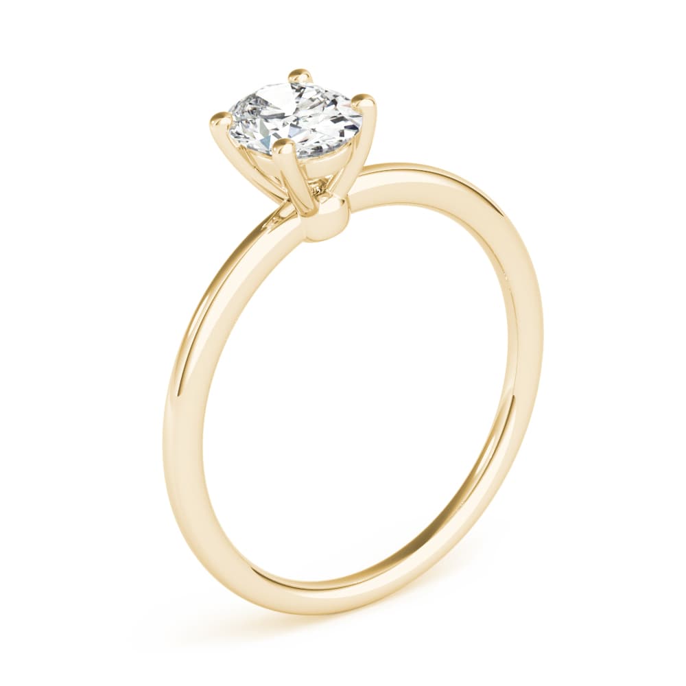 Oval Solitaire Engagement Ring, style 85164, Angle view in yellow gold