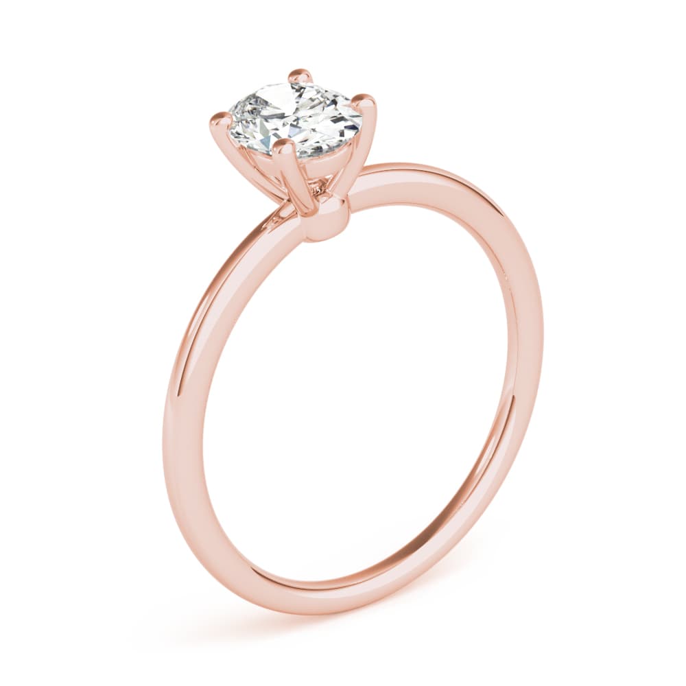 Oval Solitaire Engagement Ring, style 85164, Angle view in rose gold
