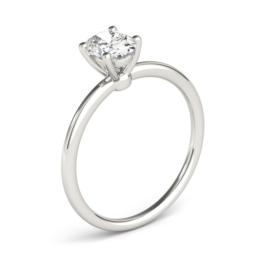 Oval Solitaire Engagement Ring, style 85164, Angle view in white gold or platinum
