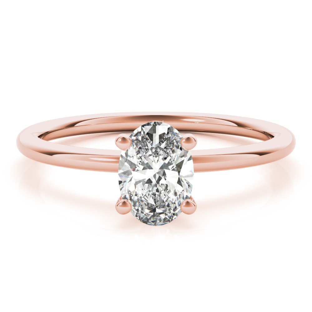 Oval Solitaire Engagement Ring, style 85164, On hand view in rose gold