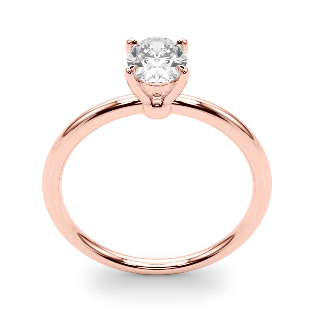 Oval Solitaire Engagement Ring, style 85164, Top view in rose gold