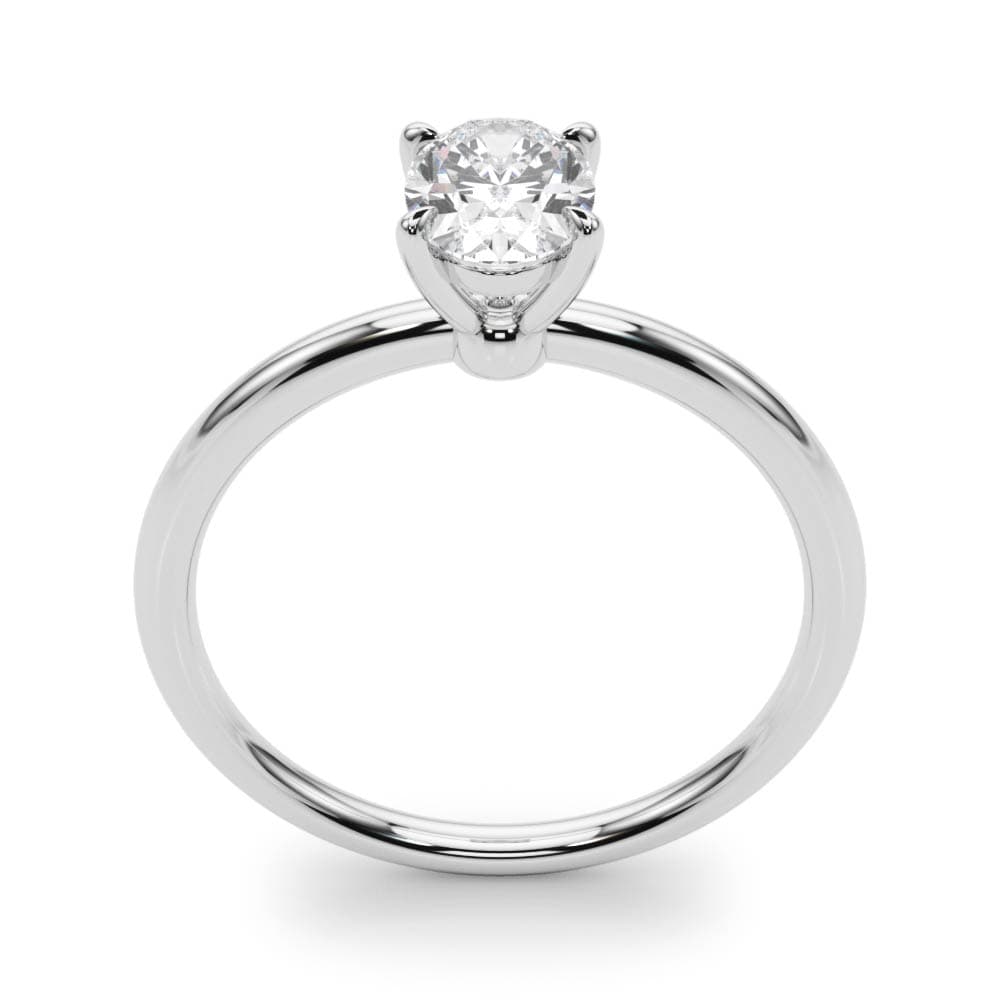 Oval Solitaire Engagement Ring, style 85164, Top view in white gold or platinum
