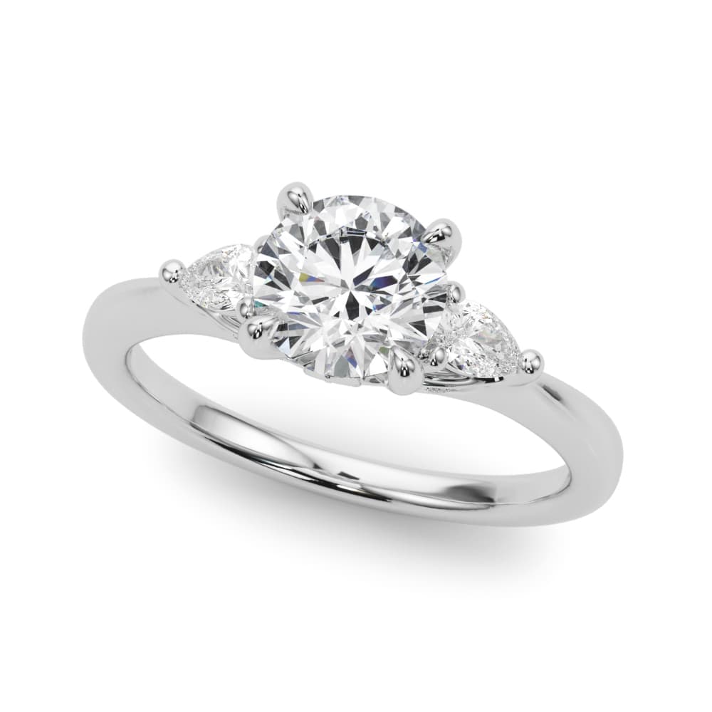 3-Stone Round &amp; Pear Shape Engagement Ring — style 85165 in 10k White Gold