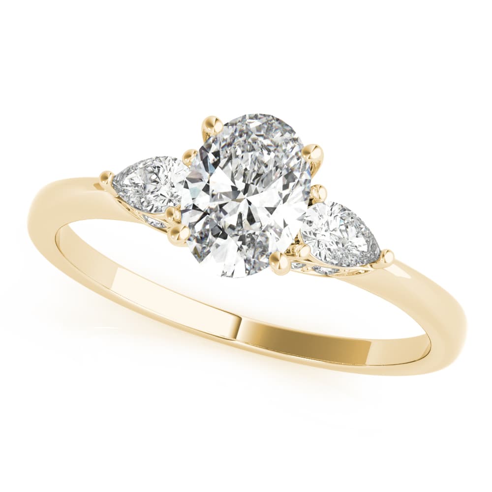 Oval & Pear Engagement Ring, style 85178, Front view in yellow gold