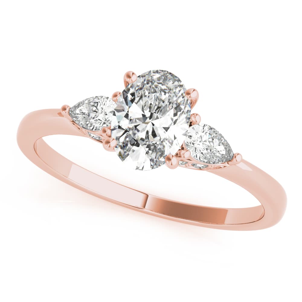 Oval & Pear Engagement Ring, style 85178, Front view in rose gold