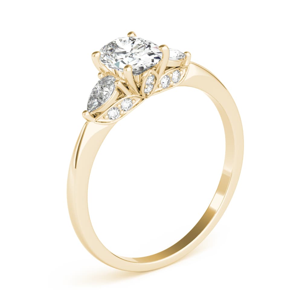 Oval & Pear Engagement Ring, style 85178, Angle view in yellow gold