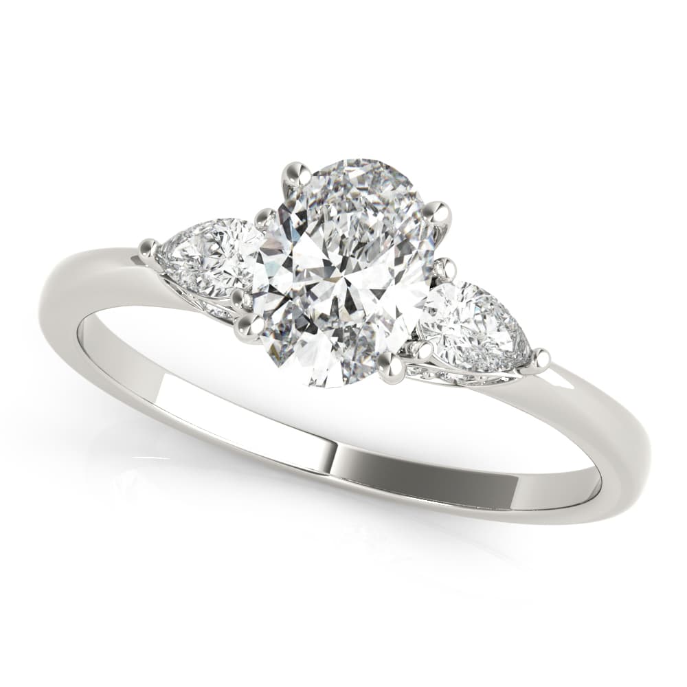 Oval & Pear Shape Engagement Ring — style 85178 in 10k White Gold