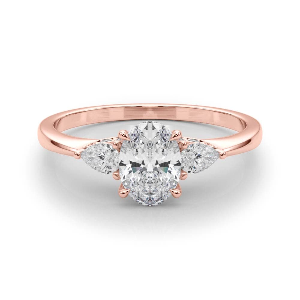Oval & Pear Engagement Ring, style 85178, On hand view in rose gold
