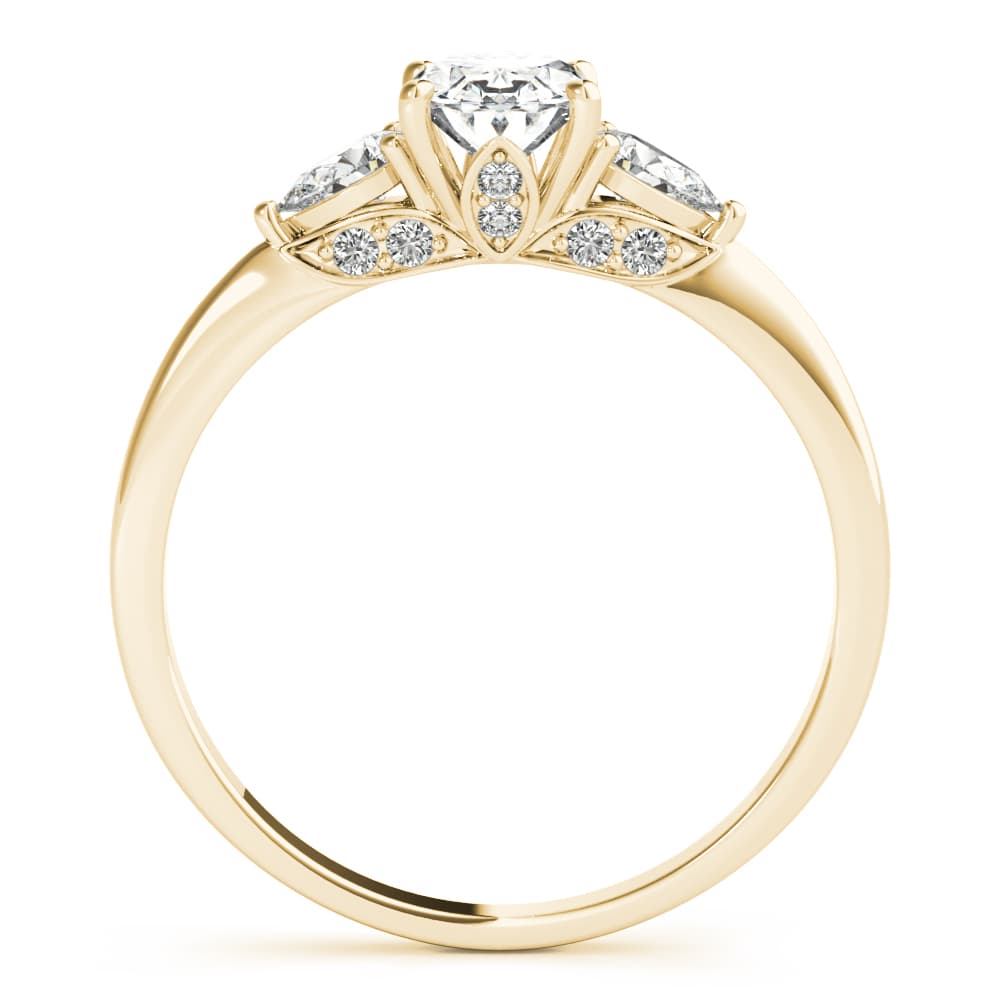 Oval & Pear Engagement Ring, style 85178, Side view in yellow gold