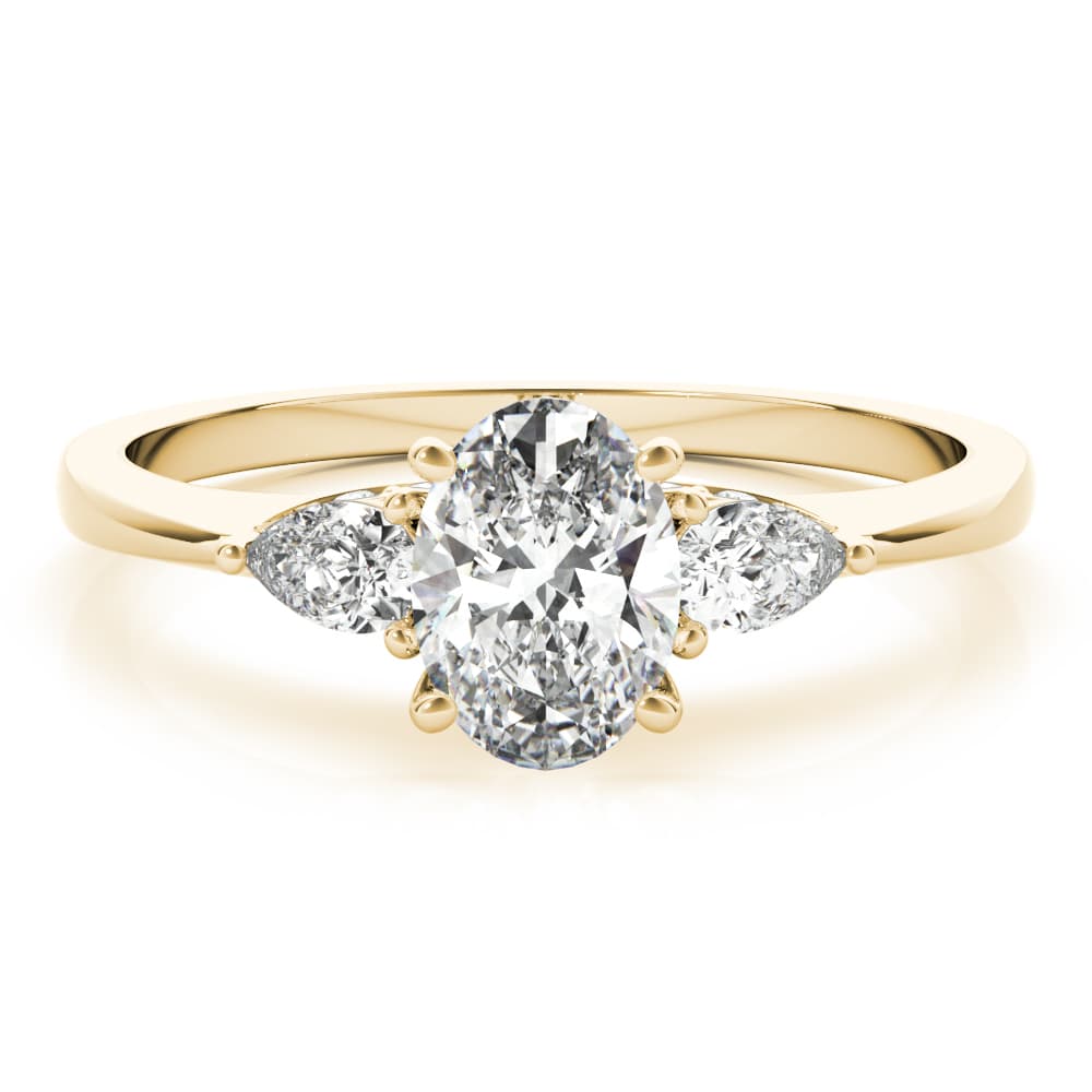 Oval & Pear Engagement Ring, style 85178, Top view in yellow gold