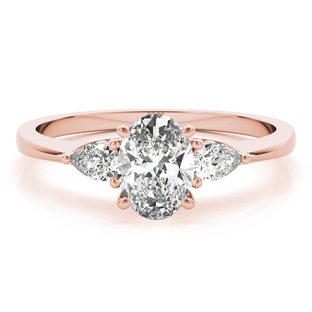 Oval & Pear Engagement Ring, style 85178, Top view in rose gold