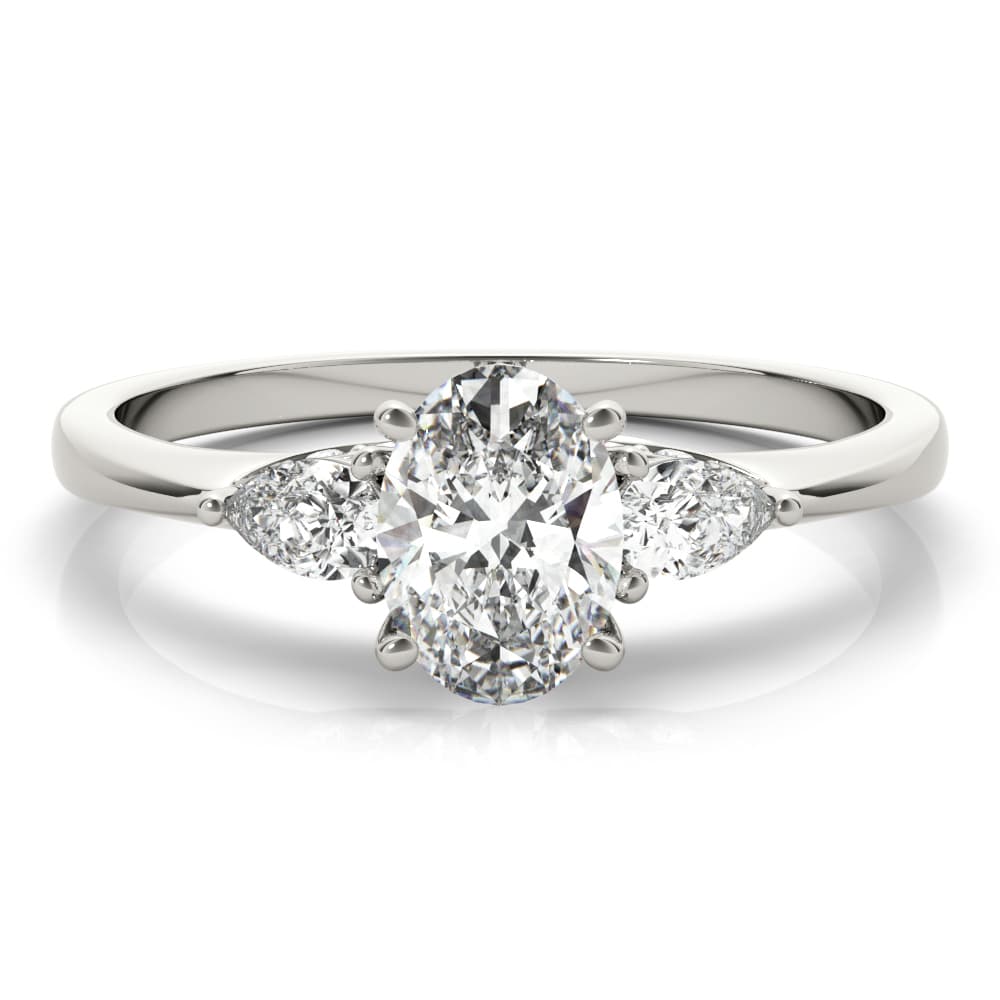 Oval & Pear Engagement Ring, style 85178, Top view in white gold or platinum