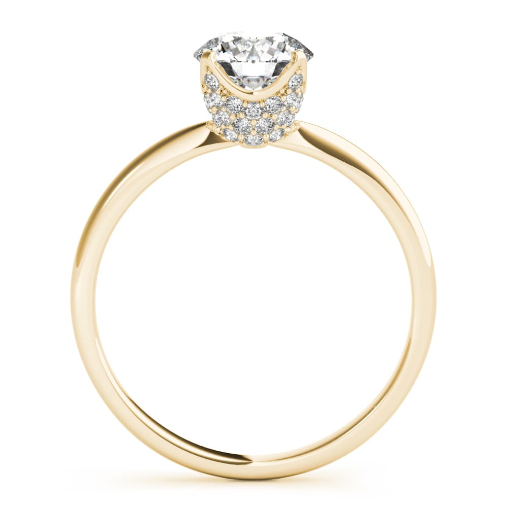 Round Center Engagement Ring, style 85183, Side view in yellow gold