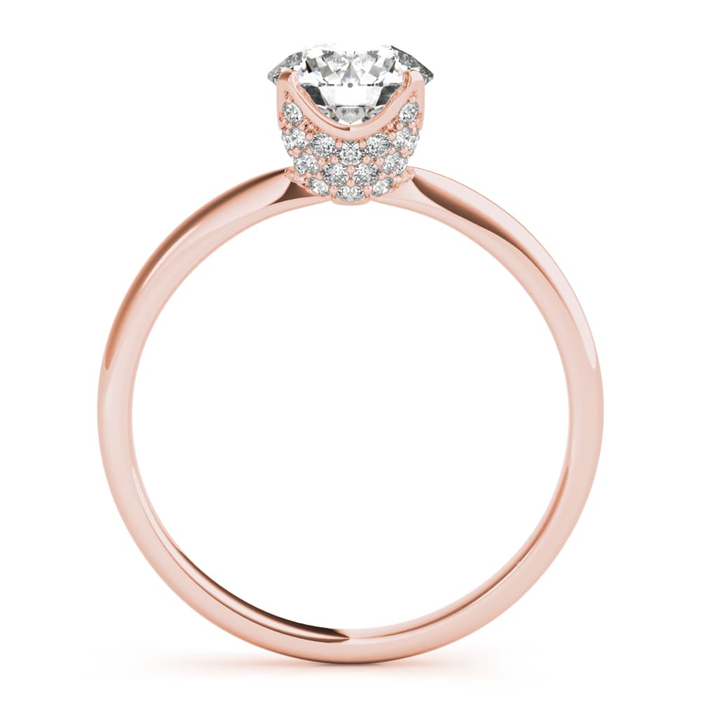 Round Center Engagement Ring, style 85183, Side view in rose gold