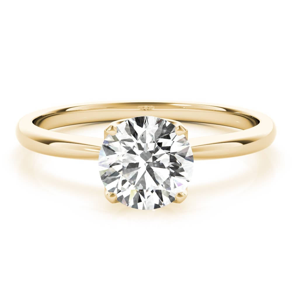 Round Center Engagement Ring, style 85183, Top view in yellow gold