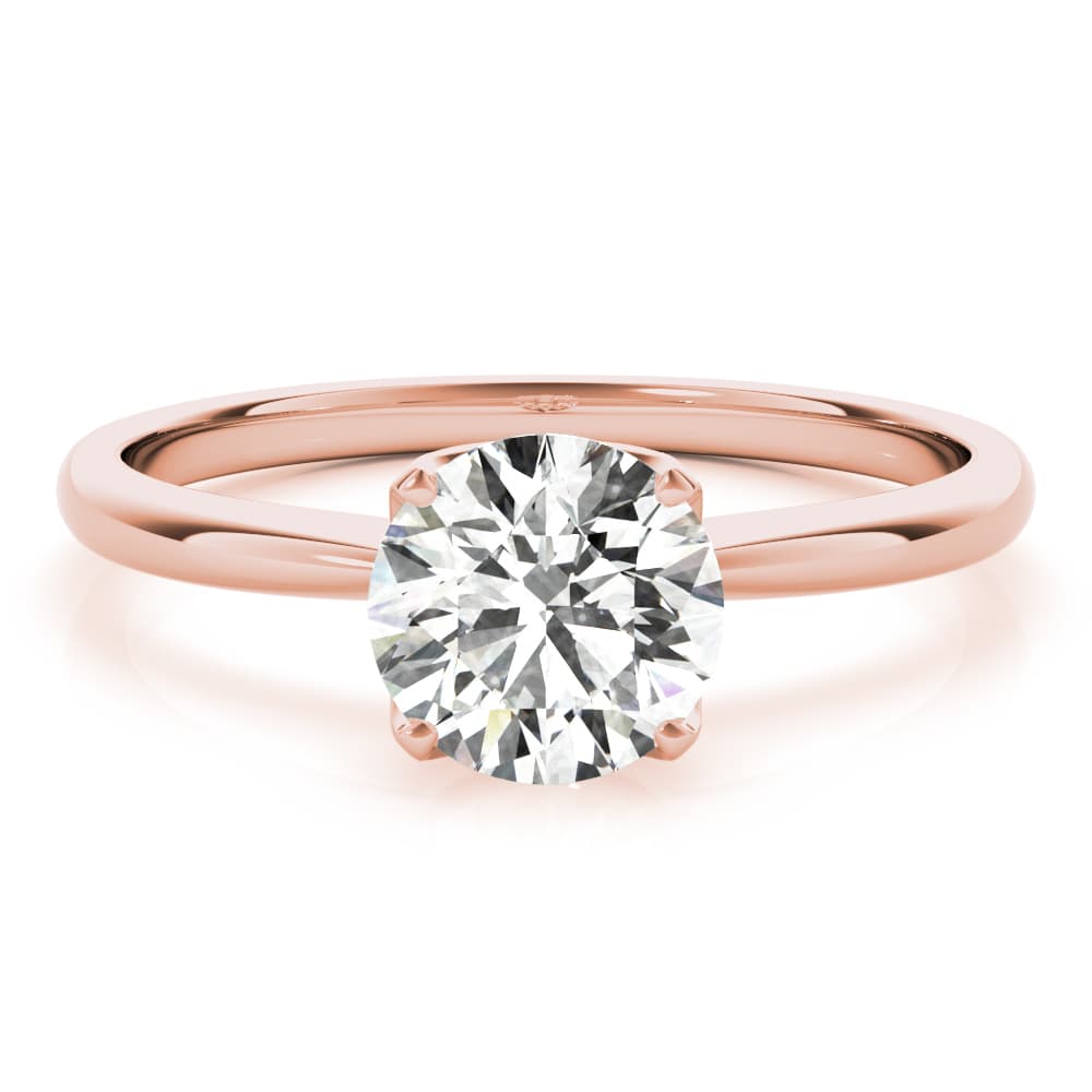 Round Center Engagement Ring, style 85183, Top view in rose gold