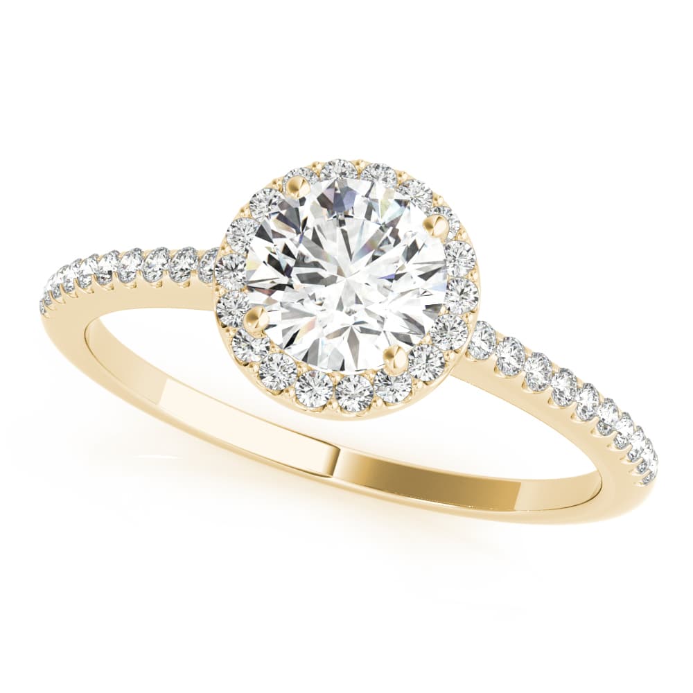 Halo Ring, style 85184, Front view in yellow gold
