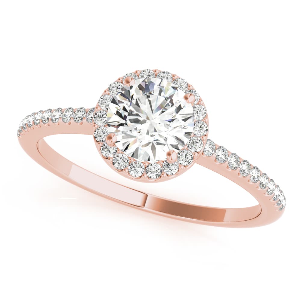 Halo Ring, style 85184, Front view in rose gold