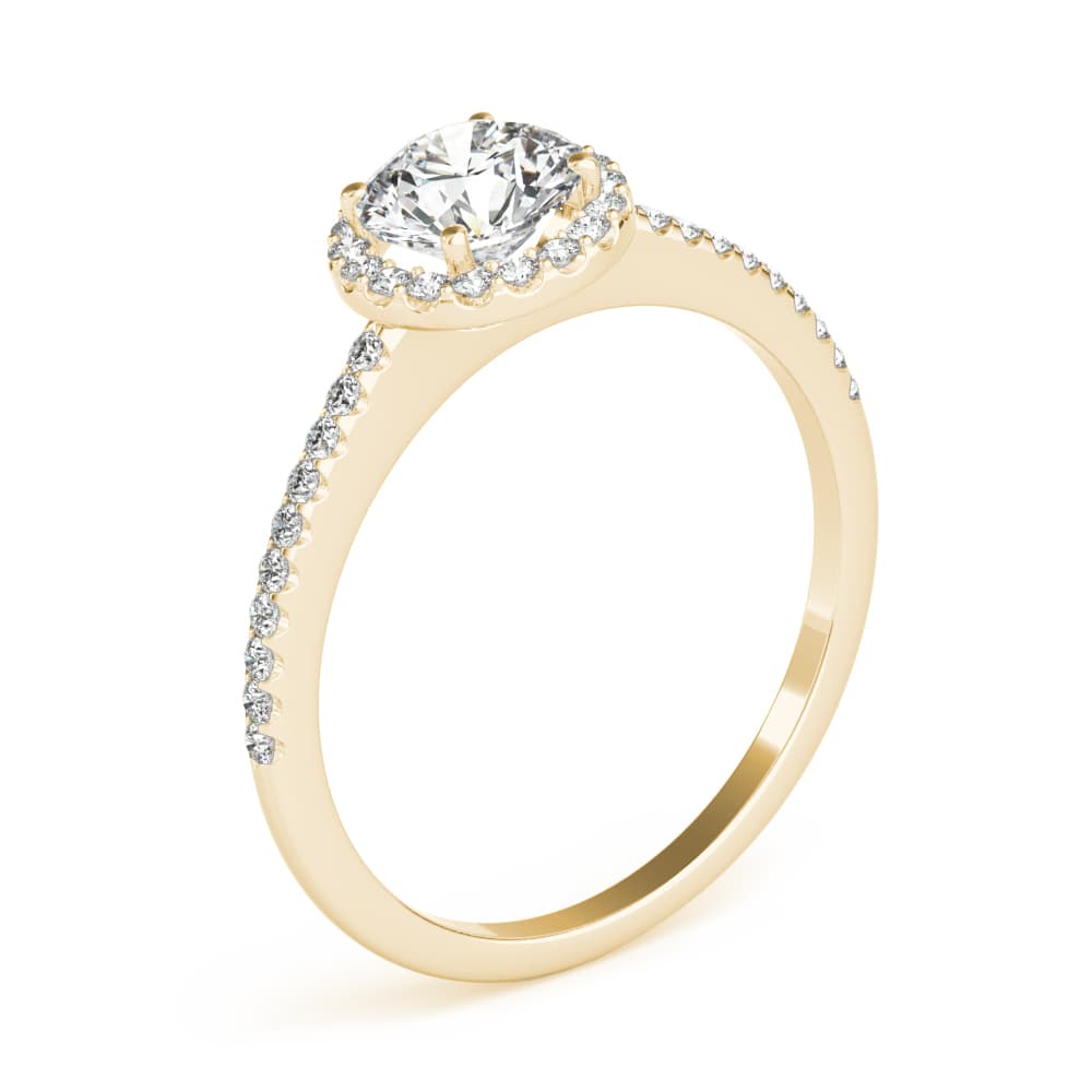 Halo Ring, style 85184, Angle view in yellow gold
