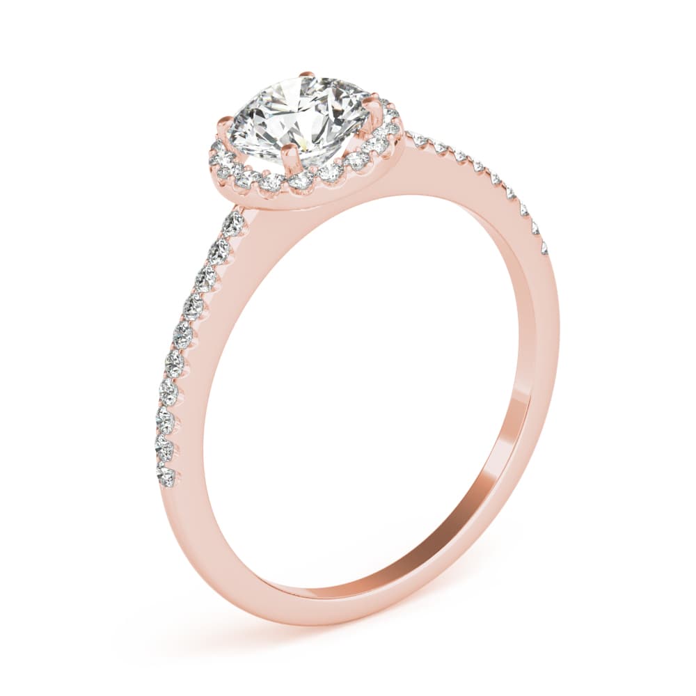 Halo Ring, style 85184, Angle view in rose gold