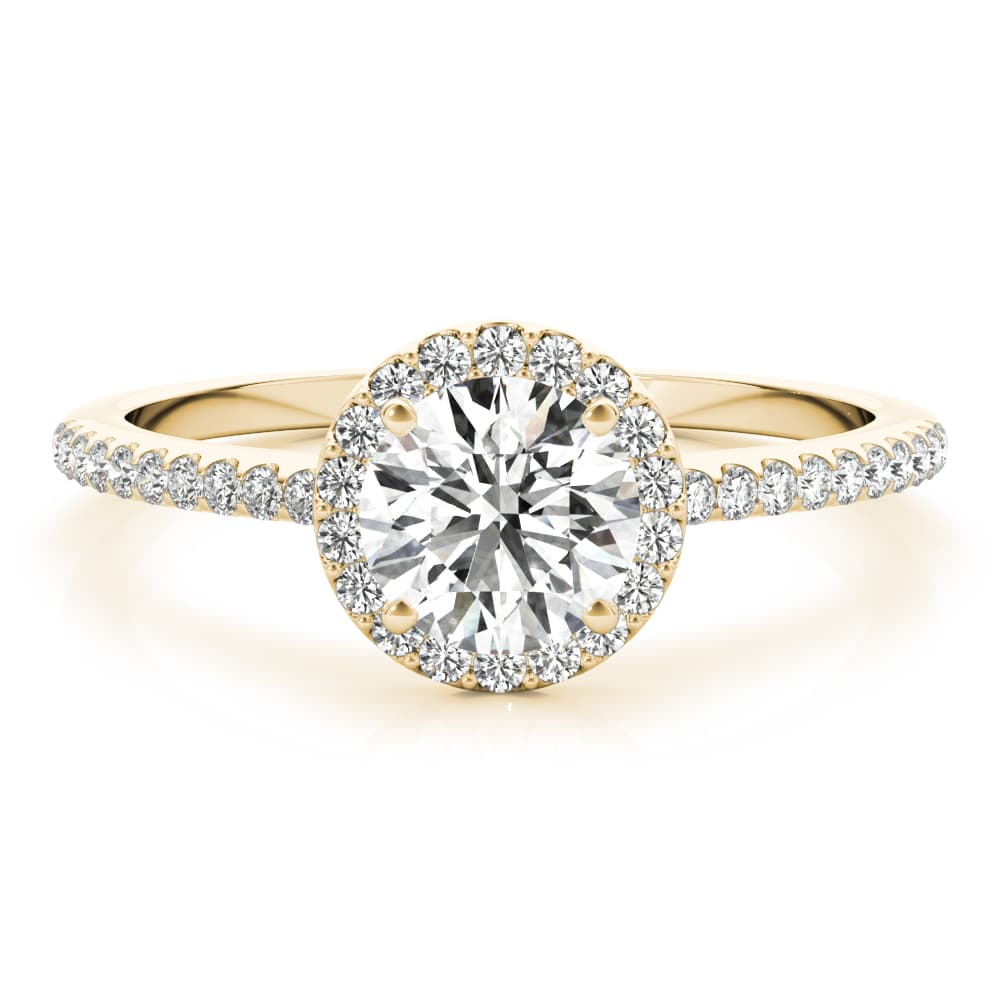 Halo Ring, style 85184, Top view in yellow gold