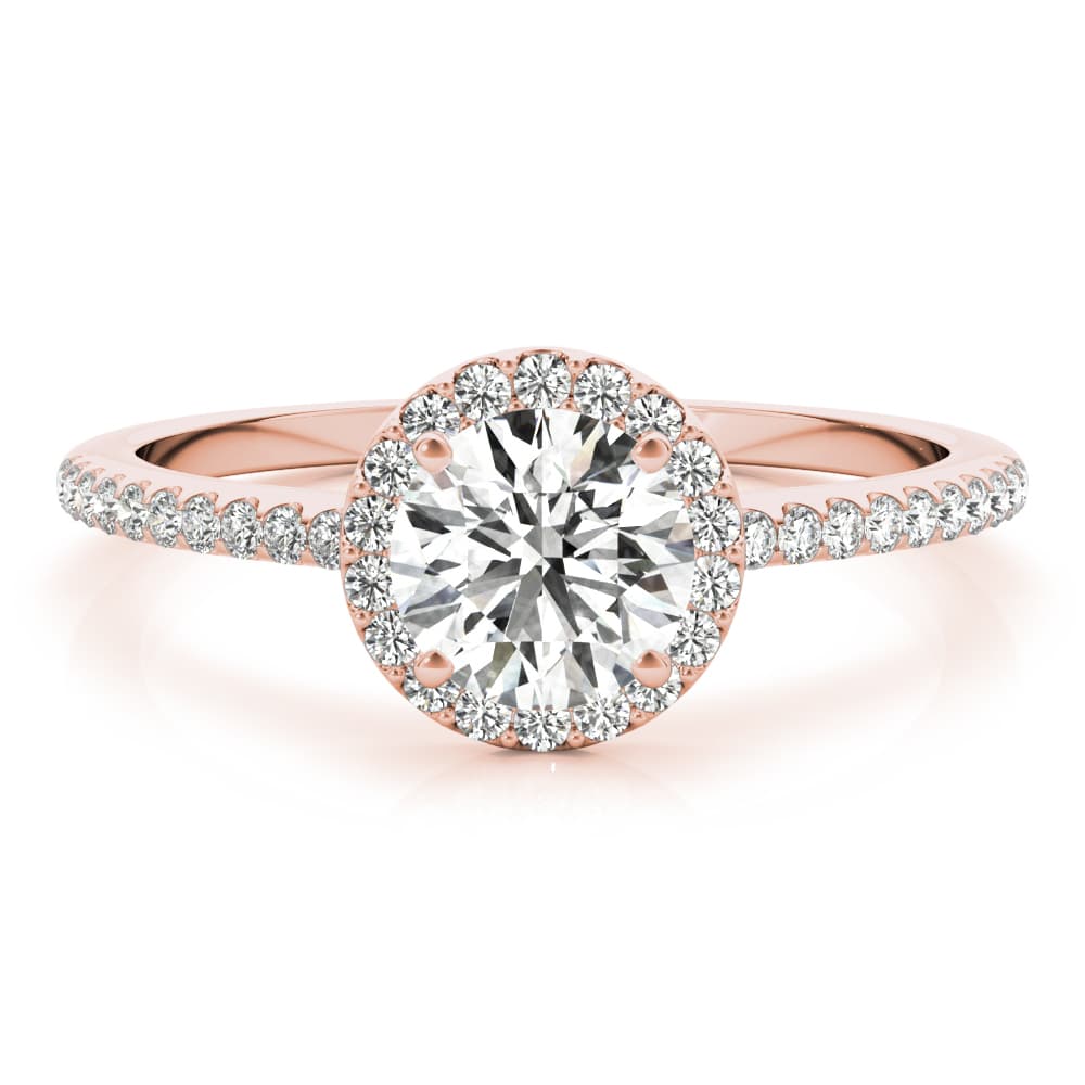 Halo Ring, style 85184, Top view in rose gold
