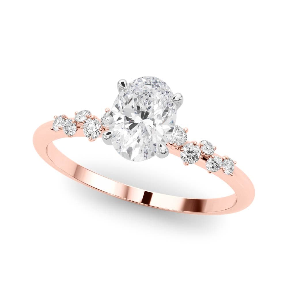 Scattered Diamond Oval Engagement Ring, style 85185, Front view in rose gold