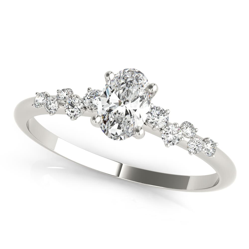 Scattered Diamond Oval Engagement Ring — style 85185 in 10k White Gold