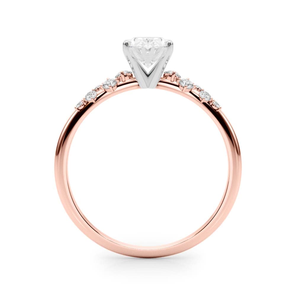 Scattered Diamond Oval Engagement Ring, style 85185, Side view in rose gold