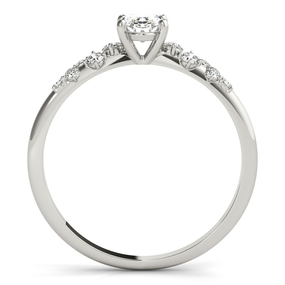 Scattered Diamond Oval Engagement Ring, style 85185, Side view in white gold or platinum