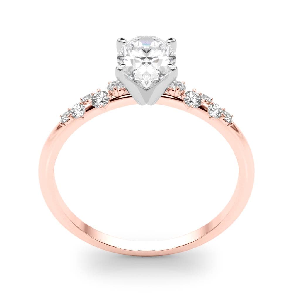 Scattered Diamond Oval Engagement Ring, style 85185, Top view in rose gold