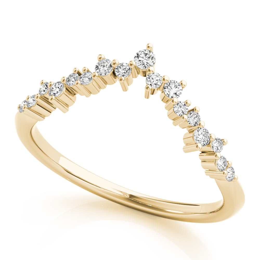 Chevron Cluster Wedding Band (0.18 ct. tw.), Front view in yellow gold